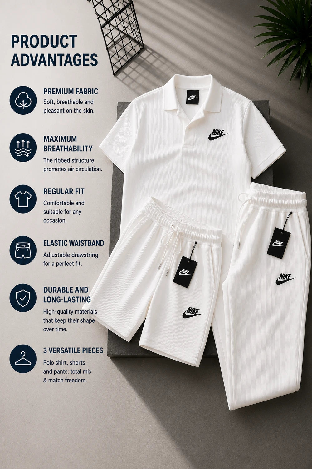 Everyday Ribbed Comfort Polo Set
