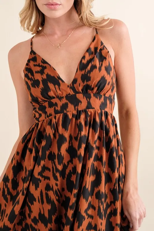 And The Why Leopard Print Plunge Maxi Dress