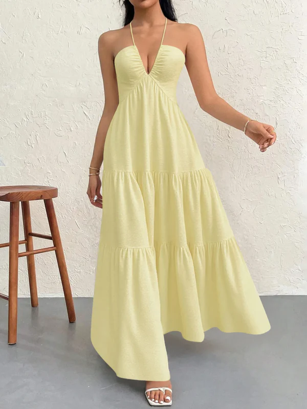 Halter Neck Tiered Maxi Dress