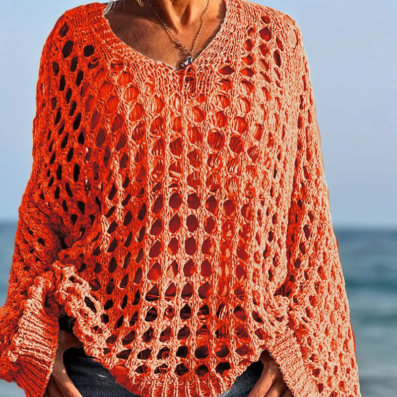 🌸New Arrival🌸Women’s Casual Solid Color Crochet Knit Top