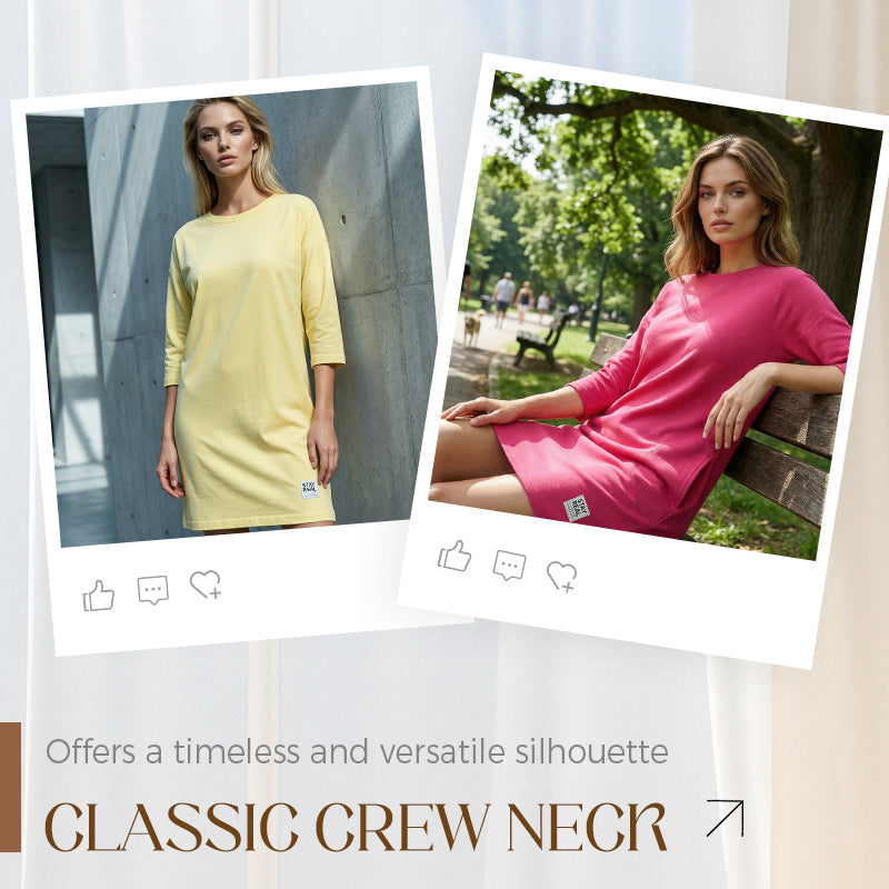 ✨🔥Women's Crew Neck Casual Loose T-Shirt Dress💕