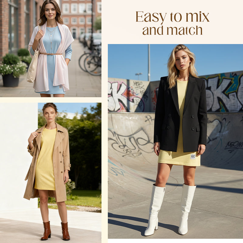 ✨🔥Women's Crew Neck Casual Loose T-Shirt Dress💕