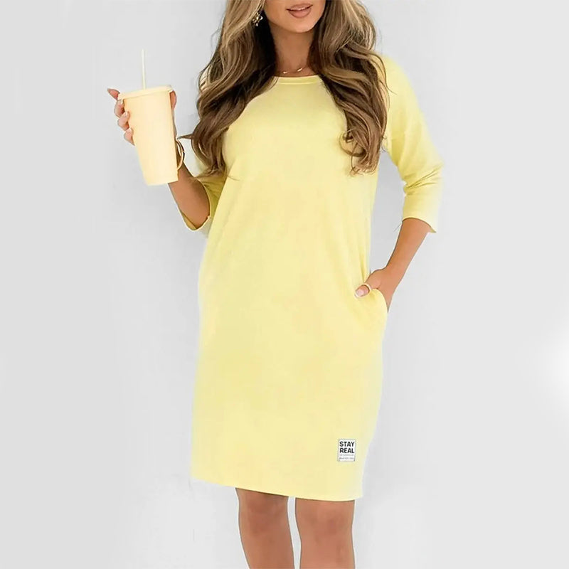 ✨🔥Women's Crew Neck Casual Loose T-Shirt Dress💕